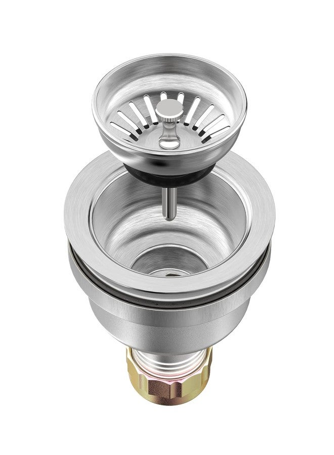 KONE Sink Drain Assembly, Kitchen Sink Drain Strainer Kit with Removable Strainer Basket Stopper, Universal fit USA Home/Commercial 3-1/2 Inch Standard Sink Drain Hole (Stainless Steel) - Image 1