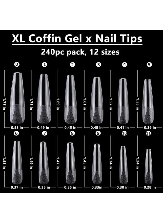لاك فورايفر 240 قطعة من أطراف أظافر جل X مقاس XL شفاف أظافر صناعية طويلة للغاية أطراف أظافر صناعية كاملة التغطية أطراف أظافر صناعية X مقاس XL ناعم من الجل لتمديد الأظافر الأكريليكية وصنع الأظافر بالضغط  - Image 3
