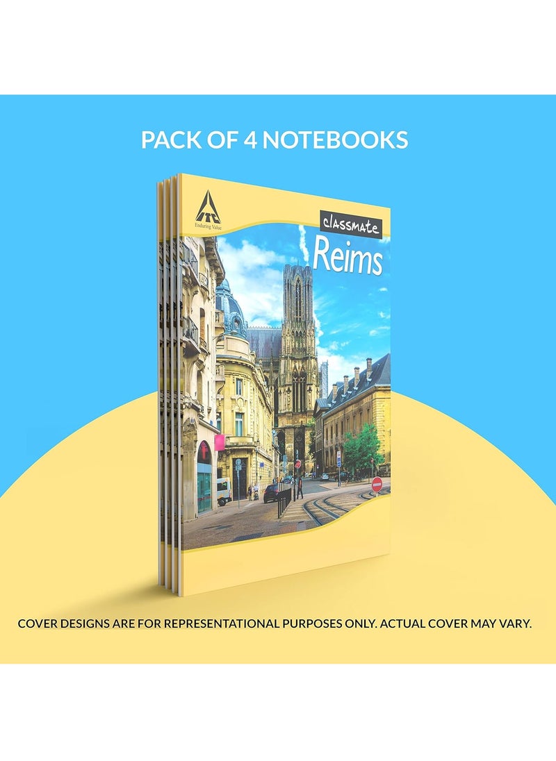 classmate Classmate Notebook - Single Line, 120 Pages, 240 mm x 180 mm - Pack Of 4 [Cover page design might vary]  - Image 3