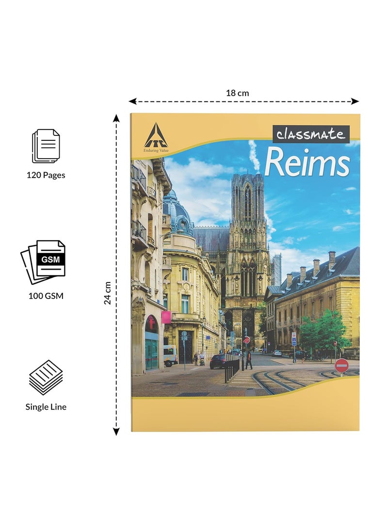 classmate Classmate Notebook - Single Line, 120 Pages, 240 mm x 180 mm - Pack Of 4 [Cover page design might vary]  - Image 4