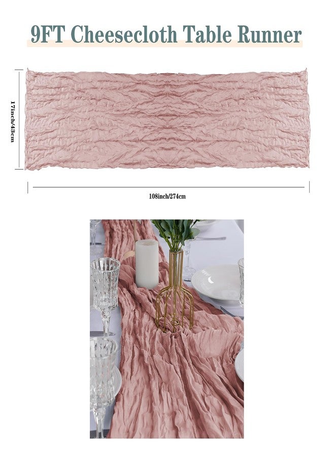 flohar 6 Pack Cheesecloth Table Runner 9ft,17 x 108 inch Gauze Table Runner Rustic Romantic Wedding Runner for Wedding Bridal Shower Fall Decoration,Dusty Pink - Image 2