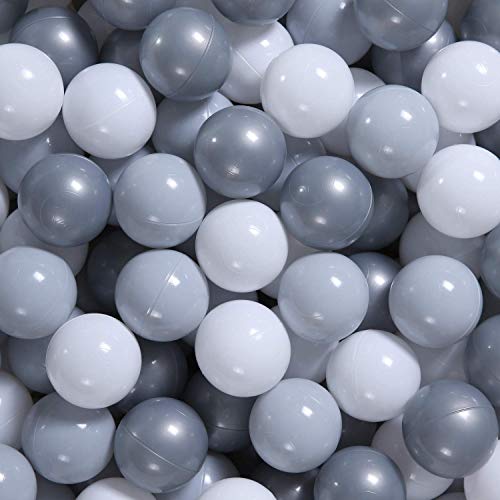 GOGOSO Ball Pit Balls for Toddler Baby Plastic Playballs Kids Soft Pastel Pelotas NonToxic BPAFree GrayPearl Gary White 100 Balls - Image 1
