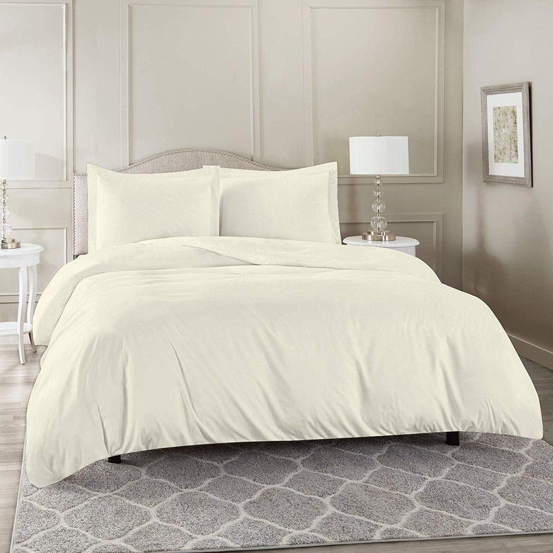 KEDARA CLOTH 1800 TC Micro Razai Double Bed King Size Feel King Size Quilt Cover for Double Bed with ZipperDuvet CoverComforter CoverRazai CoverDohars 102x110 InchIvory Solid - Image 1
