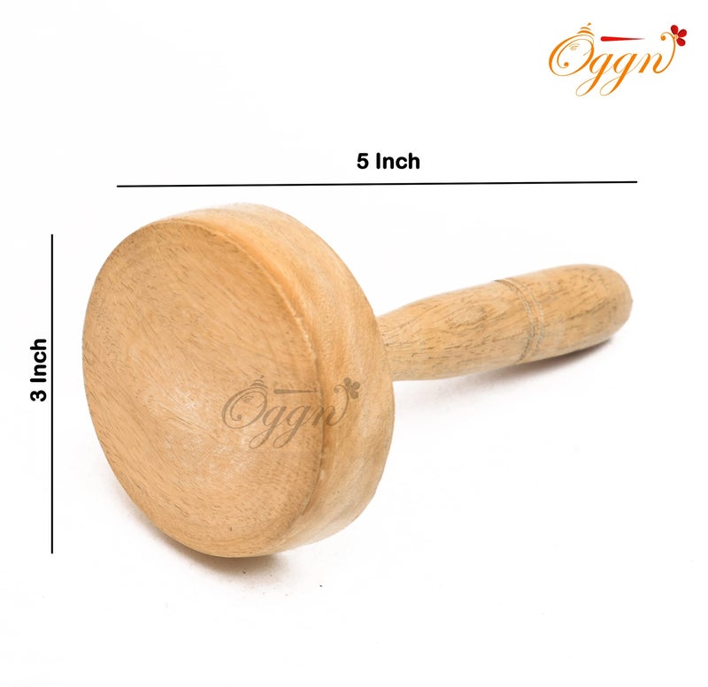 OGGN Handmade Mango Wood Kitchen Tool, Hand Masher, Roti Sekni/Sekhni, Wooden Chapati Press, Traditional Roti Fluffer for Cooking, Easy to Use, Perfect for Fluffy Paranthas (5X3 Inches) - Image 4