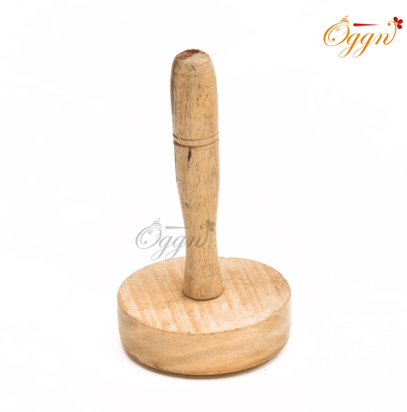 OGGN Handmade Mango Wood Kitchen Tool, Hand Masher, Roti Sekni/Sekhni, Wooden Chapati Press, Traditional Roti Fluffer for Cooking, Easy to Use, Perfect for Fluffy Paranthas (5X3 Inches) - Image 3