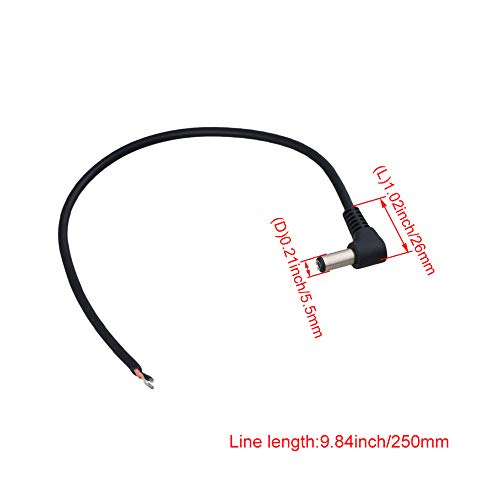BQLZR 5.5mm x 2.1mm DC Power Right Angle Adapter Cable Cord Male Plug Jack Connector for CCTV Camera Pack of 10 - Image 4