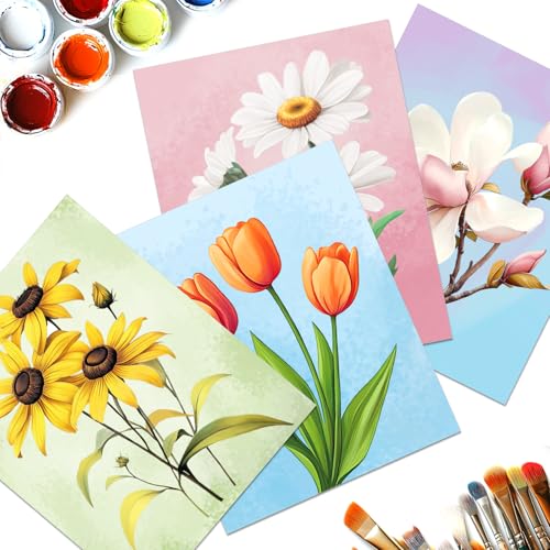 GLASSWINDS 12Pcs 8 x 10 Inch Pre Drawn Canvas to Paint for Adults, Pre Printed Canvases for Painting, Prepare Printed Canvas Set Sip and Paint Kit for Paints Party Favors(Flower) - Image 4