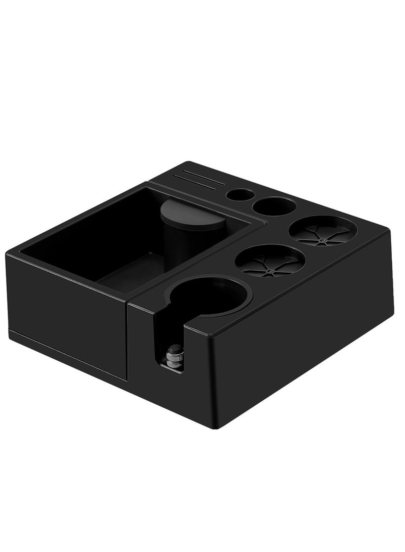 SYOSI Espresso Knock Box, Espresso Coffee Organizer Box Fit for Storage 51, 54, 58MM Espresso Tamper, Distributor, Portafilter & Puck Screen Accessories, Plastic Station Base, Multifunctional Design (Black)  - Image 1