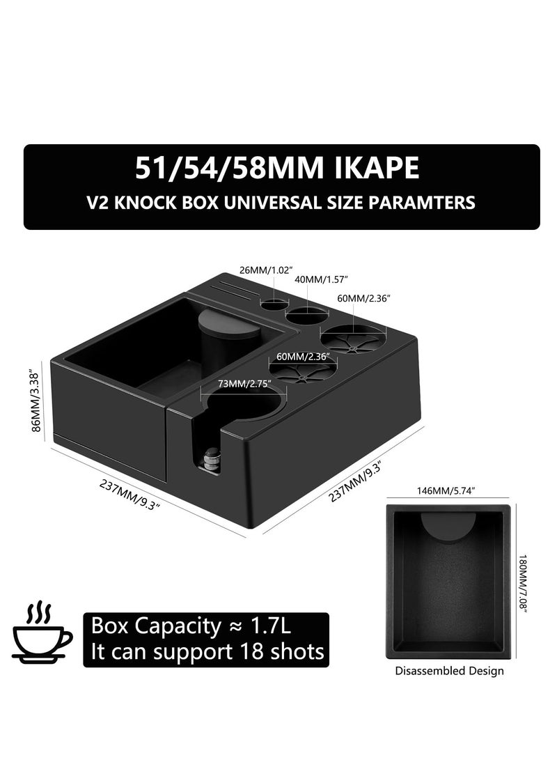 SYOSI Espresso Knock Box, Espresso Coffee Organizer Box Fit for Storage 51, 54, 58MM Espresso Tamper, Distributor, Portafilter & Puck Screen Accessories, Plastic Station Base, Multifunctional Design (Black)  - Image 3