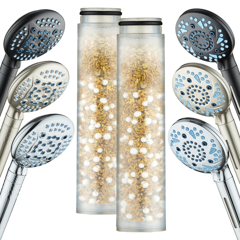 AquaCare 2-pack American KDF Pure Stay-Clean Shower Filter Replacement Cartridge for World's Most Advanced Handheld Shower Heads with Built-in Water Filter and 2-mode Power Wash - Top American Brand - Image 1