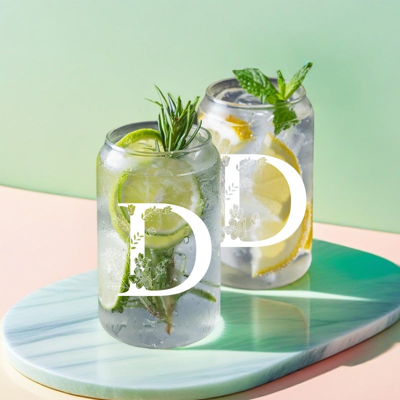DHQH Unique Initial Glass Cup with Lids and Straws, Monogrammed Gifts Box Included Makeup Bag, Valentines Day Mothers Dayâ€…Birthday Gifts for Women Mom Sister Grandma, D - Image 5