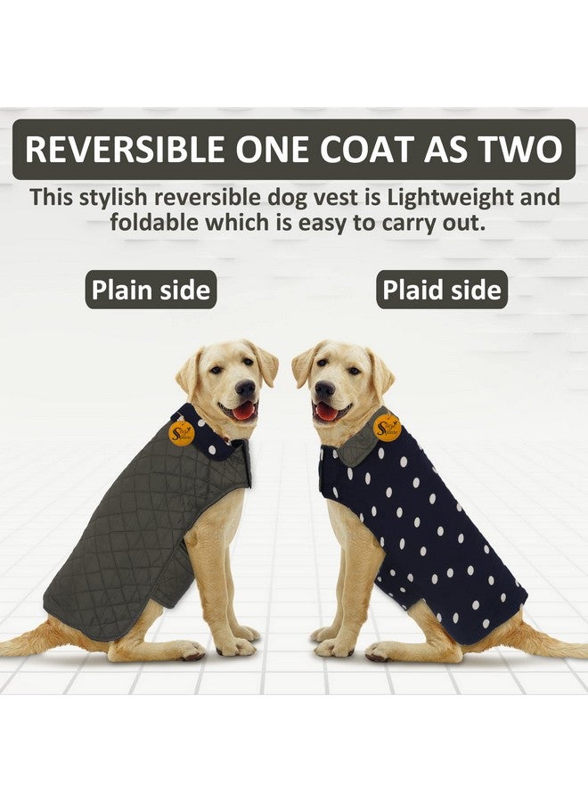 Sage Square 2 In 1 Premium Reversible Double Side Dog Coat, Ultra Warm Windproof Winter, Thicker Fleece Jacket For Cold Weather (Navy Blue And Grey) (Xlarge) (28 Inches) - Image 2