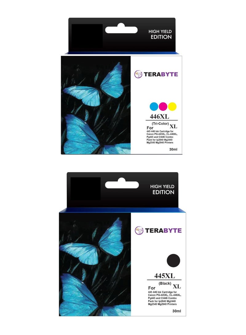 Terabyte PG-445XL CL-446XL Compatible PG-445XL CL-446XL Ink Cartridge for Canon Printer, Black and Tri-Color, 1200 Page Yield, Works with MG2440 MG2545S MG2940 MX494 TR4540 IP2840 - Image 1