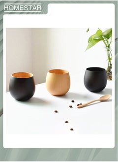 HOMESTAR Direct Selling Environmental Protection Solid Wood Teacup Universal Wooden Big Belly Cup Creative Cylindrical Cup Large Quantity，Light Color Pot Belly Cup-capacity:300ml  - Image 4