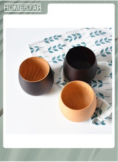HOMESTAR Direct Selling Environmental Protection Solid Wood Teacup Universal Wooden Big Belly Cup Creative Cylindrical Cup Large Quantity，Light Color Pot Belly Cup-capacity:300ml  - Image 2