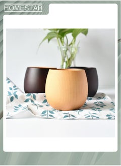 HOMESTAR Direct Selling Environmental Protection Solid Wood Teacup Universal Wooden Big Belly Cup Creative Cylindrical Cup Large Quantity，Light Color Pot Belly Cup-capacity:300ml  - Image 3