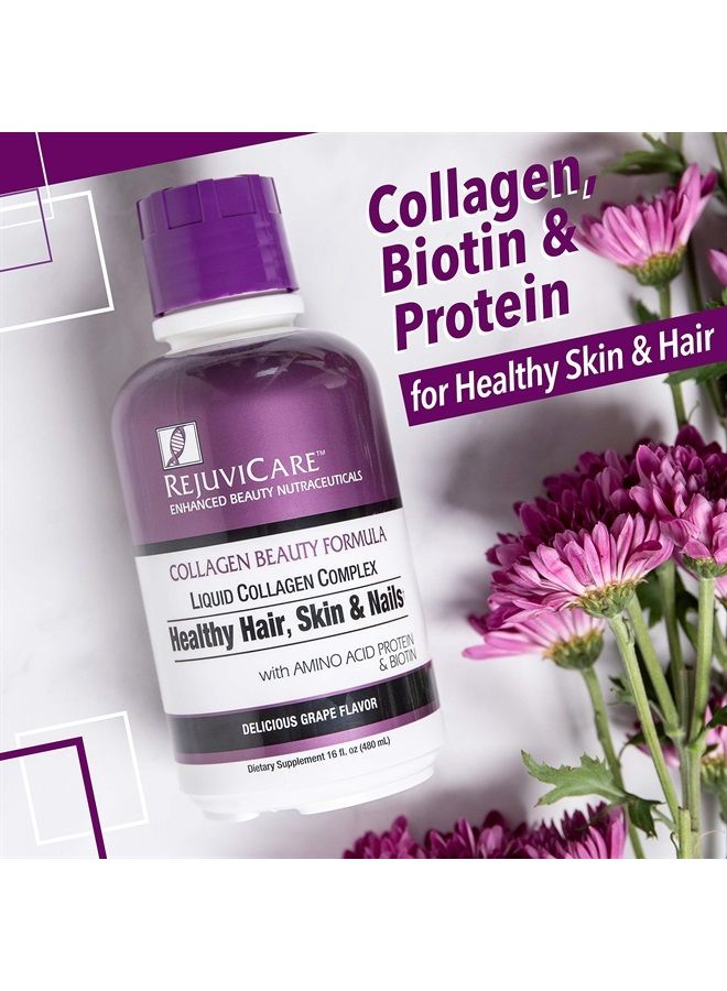 REJUVICARE Liquid Collagen Beauty Formula with Amino Acids, Protein and Biotin, Delicious Grape Flavor, Purple 16 oz ,32 servings - Image 3
