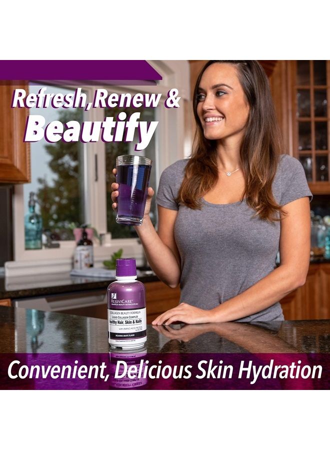 REJUVICARE Liquid Collagen Beauty Formula with Amino Acids, Protein and Biotin, Delicious Grape Flavor, Purple 16 oz ,32 servings - Image 4