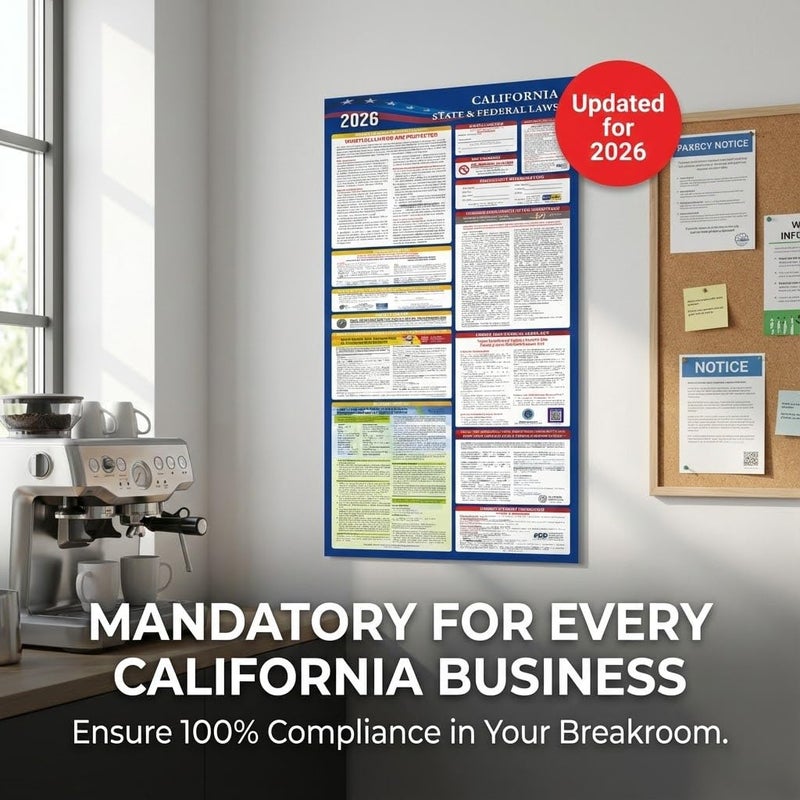 Rsgift 2026 California State and Federal Labor Laws Poster Set- OSHA Compliant UV Waterproof Laminated 17" x 40" English Version 2PCS Folded - All in One Compliance Posting - Image 3