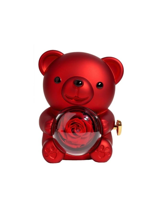 عام هدية على شكل دب يحمل وردة داخل كرة شفافة - تصميم فاخر ومثالي كهدية رومانسية - Image 2