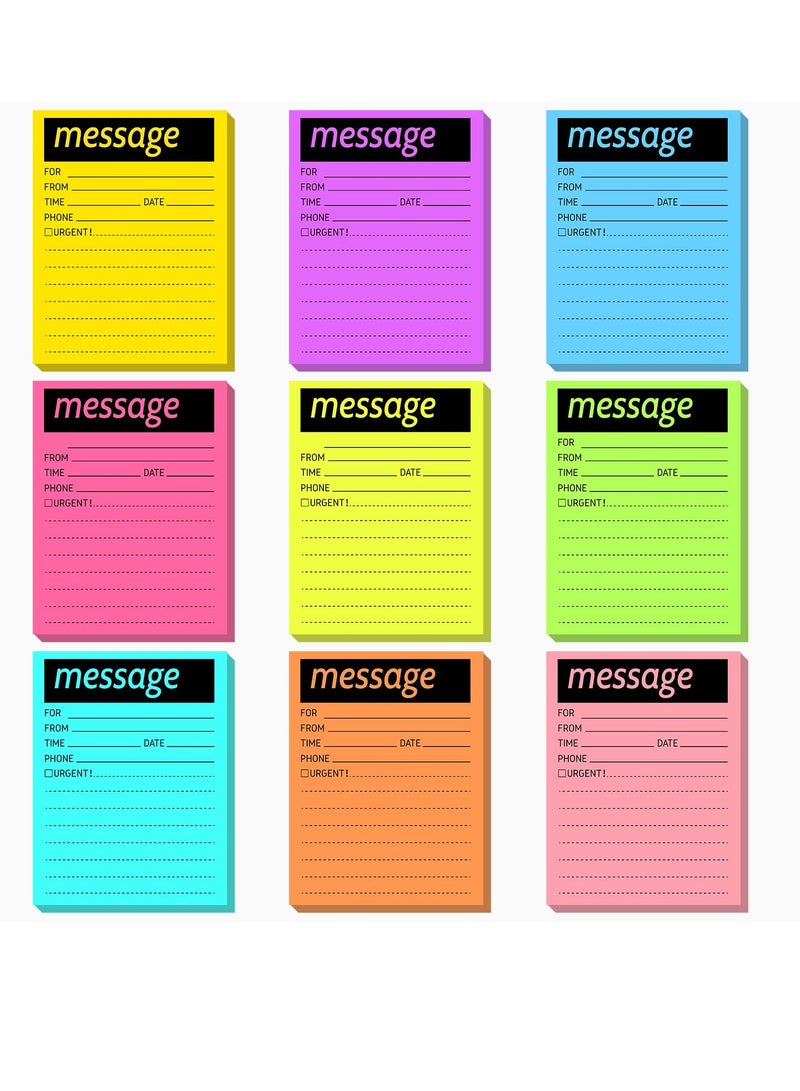 SYOSI 9 Pieces Telephone Message Sticky Notes Pads 4 x 5 Inch Assorted Neon Colors Sticky Notes Urgent Notes Self Stick Note Pads for Work Call, Office Supplies, 50 Sheets/Pack (Fluorescent Colors)  - Image 1