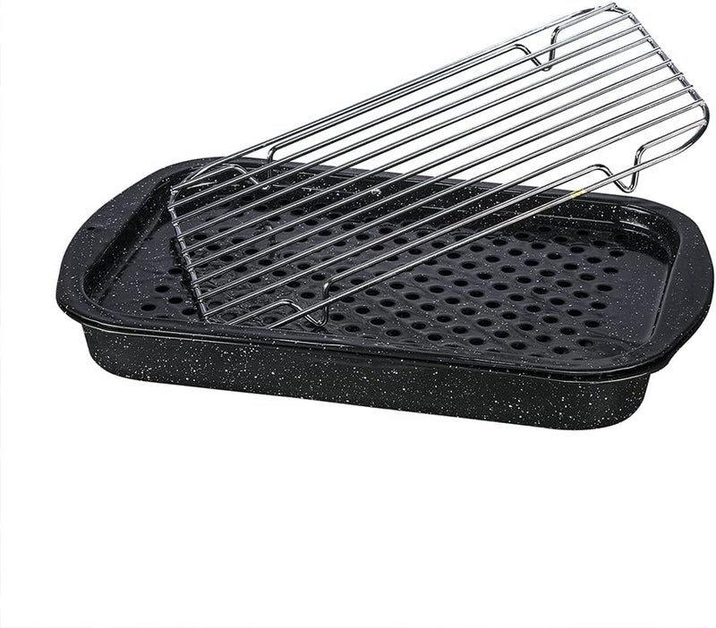Granite Ware 3 piece multiuse set. Enameled steel bake, broiler pan, and grill with rack. Versatile for oven and direct fire cooking. Resists up to 932°F. - Image 1