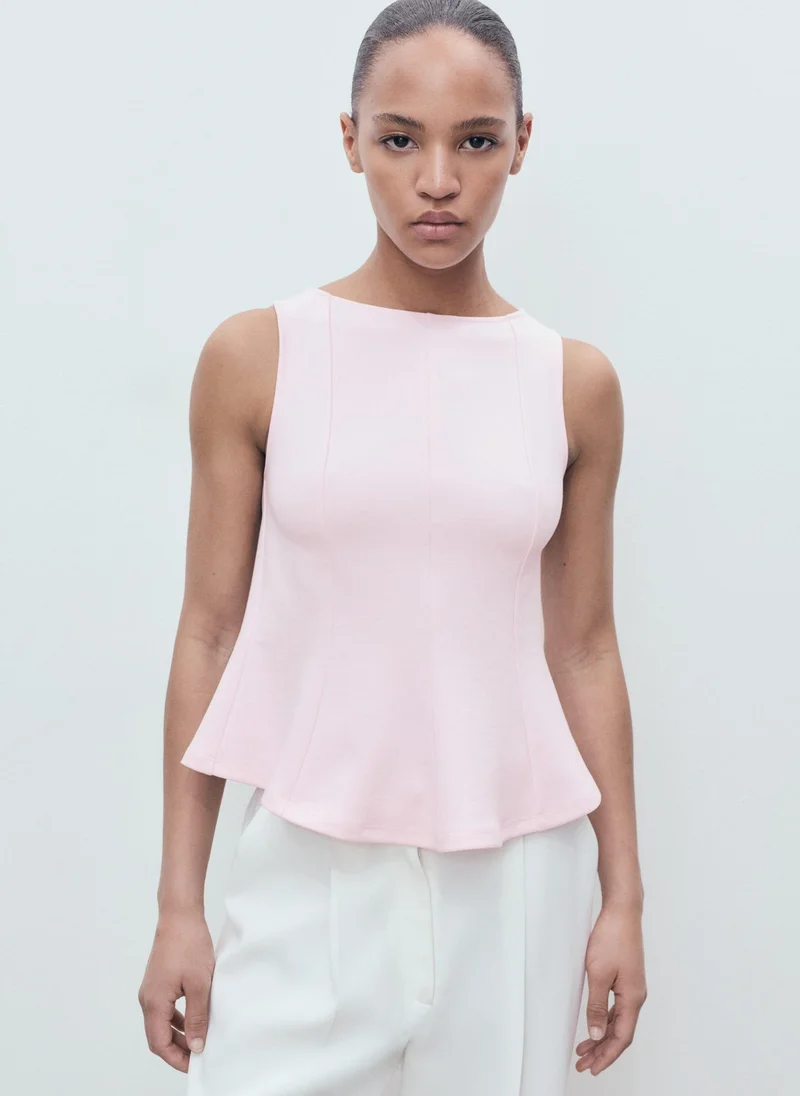 MANGO Ribbed Cotton-Blend Top