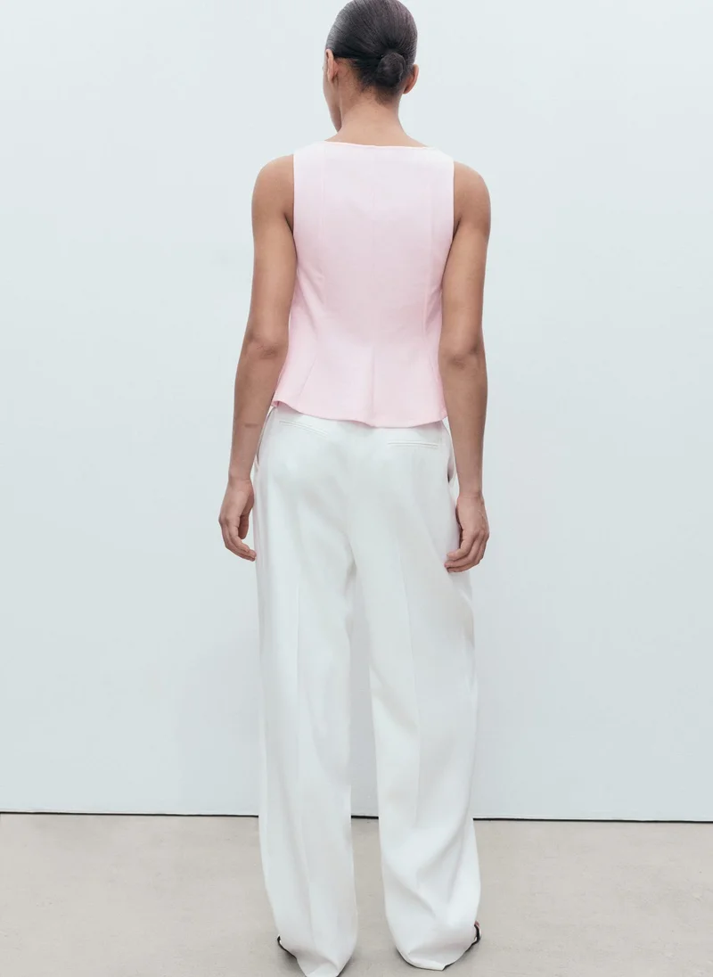MANGO Ribbed Cotton-Blend Top