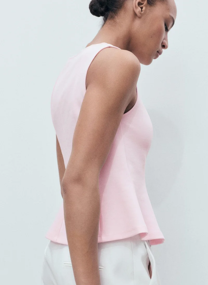 MANGO Ribbed polyster-Blend Top