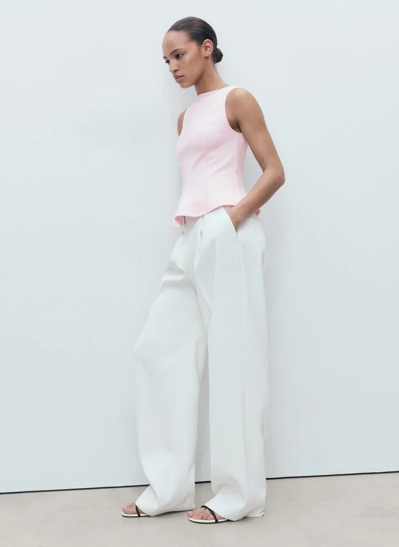 MANGO Ribbed polyster-Blend Top