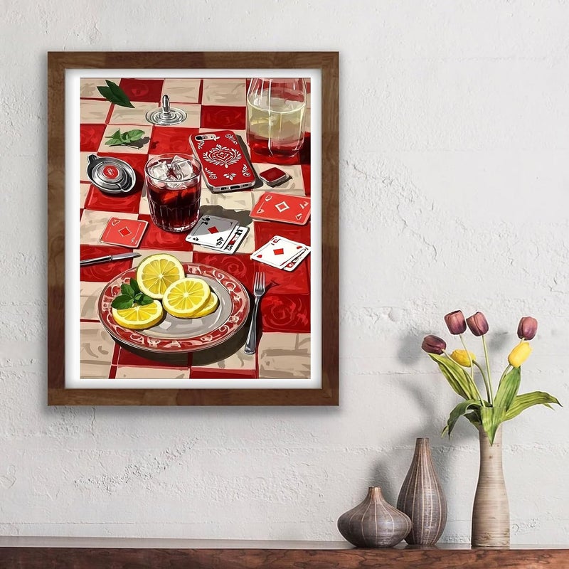 KICHANG Vintage Poker Diamond Art Kits for Adults Beginner,Red DIY Modern Diamond Painting 5D Round Full Drill Diamond Dots Gem Art Crafts with Tools,Funny Crafts for Home Wall Decor&Gift-12x16in - Image 3