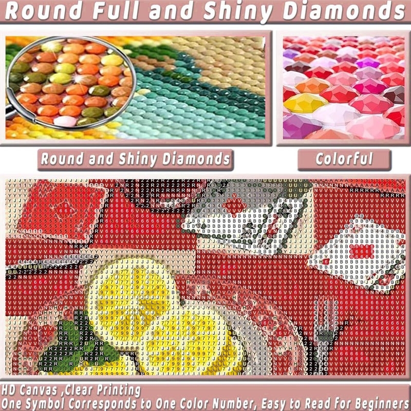KICHANG Vintage Poker Diamond Art Kits for Adults Beginner,Red DIY Modern Diamond Painting 5D Round Full Drill Diamond Dots Gem Art Crafts with Tools,Funny Crafts for Home Wall Decor&Gift-12x16in - Image 5