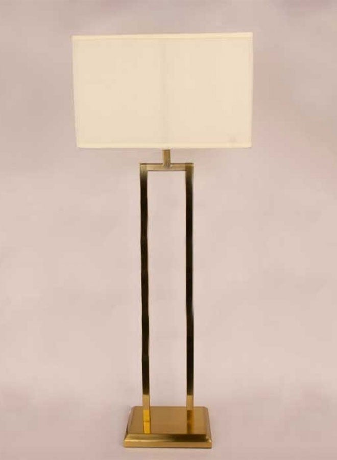 إنارة سيرة ستاند إضاءة فندقية مودرن لون ذهبي وغطا مستطيل بيج قماش F8418