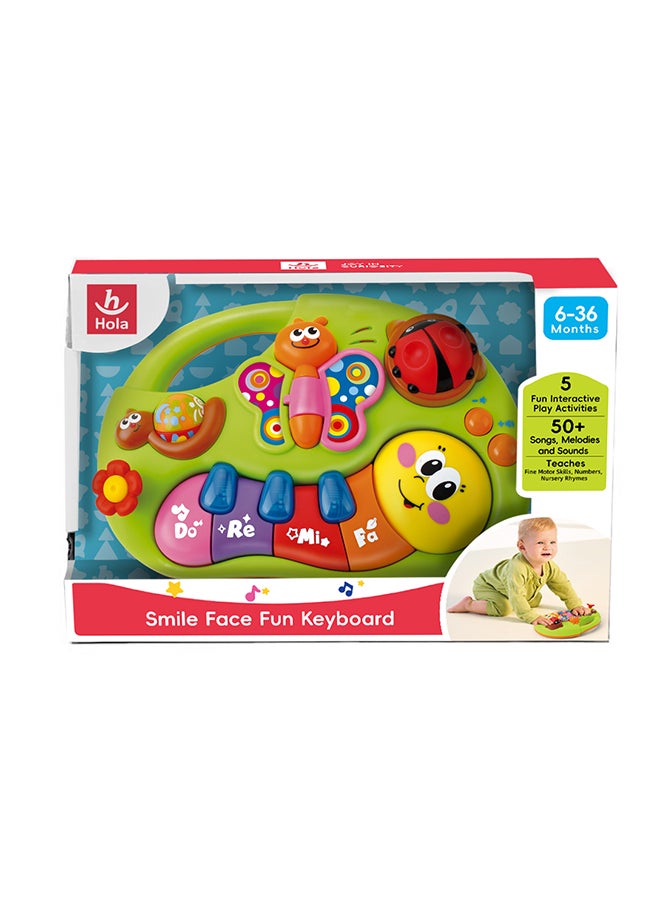 HOLA - Hola Smile Face Fun Keyboard - Interactive Baby Piano with 2 Modes (Learning & Music), Educational Toy with 1-2-3’s, Colors, Sounds, Musical Notes, and Sensory Stimulation for Toddlers 6M+ - Image 1