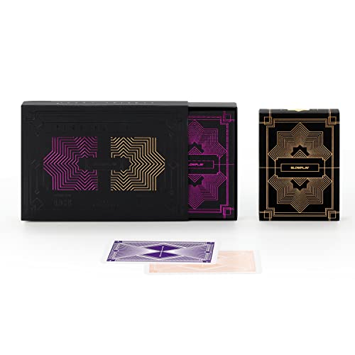 SLOWPLAY 100 Plastic Playing Card Set 2 Decks Purple Gold Jumbo Index Poker Size Superior Flexibility and Durability Waterproof Washable Professional Playing Cards for Texas Holdem Poker - Image 1