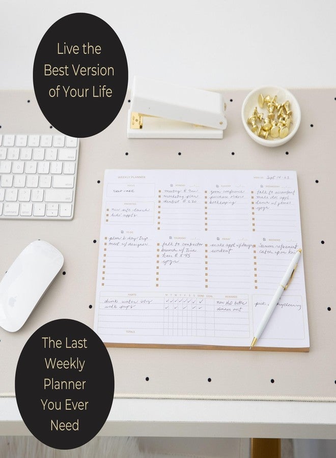 BLU MONACO | Undated Weekly Planner Notepad | Gold Edge Desk Pad 8.5 x 11 with Tear Off Sheets | Weekly Planner with To Do List for Work Desk Organization - Image 3