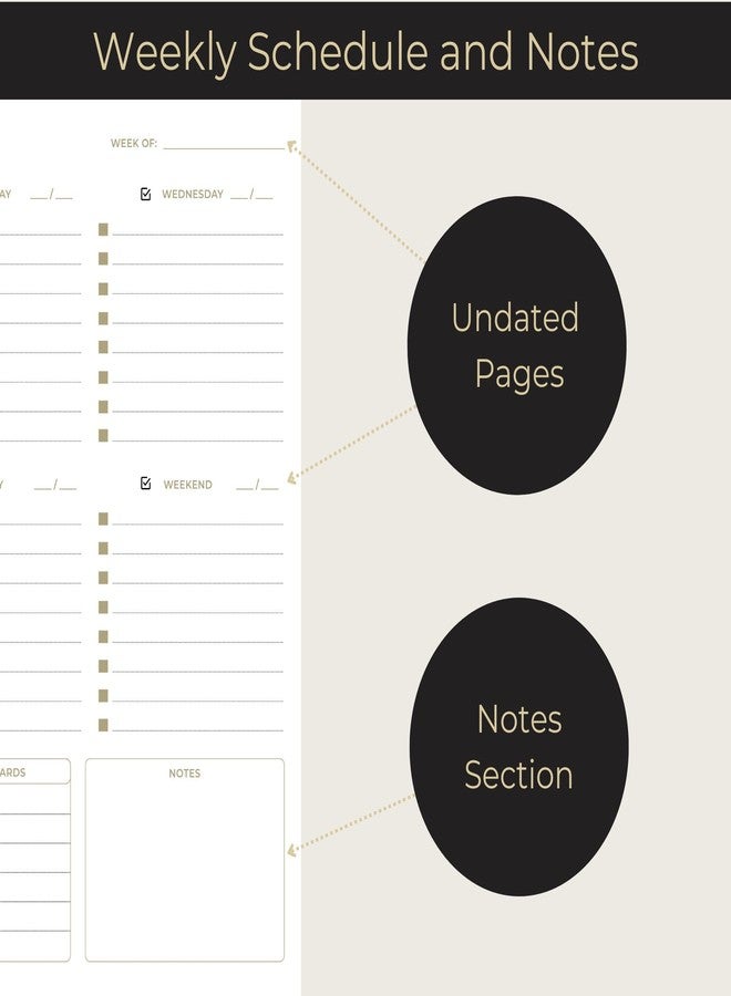 BLU MONACO | Undated Weekly Planner Notepad | Gold Edge Desk Pad 8.5 x 11 with Tear Off Sheets | Weekly Planner with To Do List for Work Desk Organization - Image 4