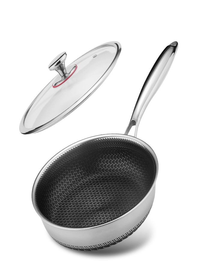 Lazycorner Non Stick Frying Pans Skillet with Lid, 8 Inch Stainless Steel Kitchen Cookware Pot, Non toxic Healthy Induction Compatible PFAS PTFE PFOA PFOS FreeCompatible PFAS PTFE PFOA PFOS Free - Image 1