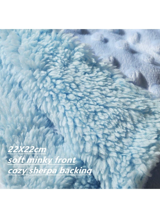 CREVENT Cozy Plush Baby Security Blanket Loveys for Baby Boys Minky Dot Front  Sherpa Backing with Animal Face Blue Bear - Image 4