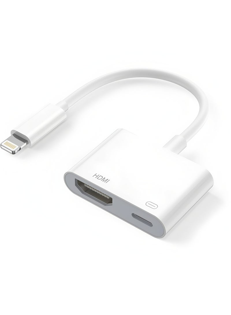 فليفيو محول HDMI من iPhone إلى التلفزيون، iPad إلى HDMI 1080P HD Digital AV Adapter (لا يحتاج إلى طاقة)، موصل شاشة مزامنة الفيديو والصوت متوافق مع iPhone 14/13/12/11/X/8/iPad/إلى شاشة عرض HDTV  - Image 1