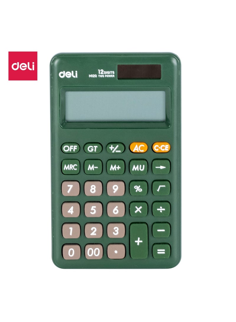 Deli 1-Piece Pocket Size Portable Calculator With 12 Digit Display Green - Image 2