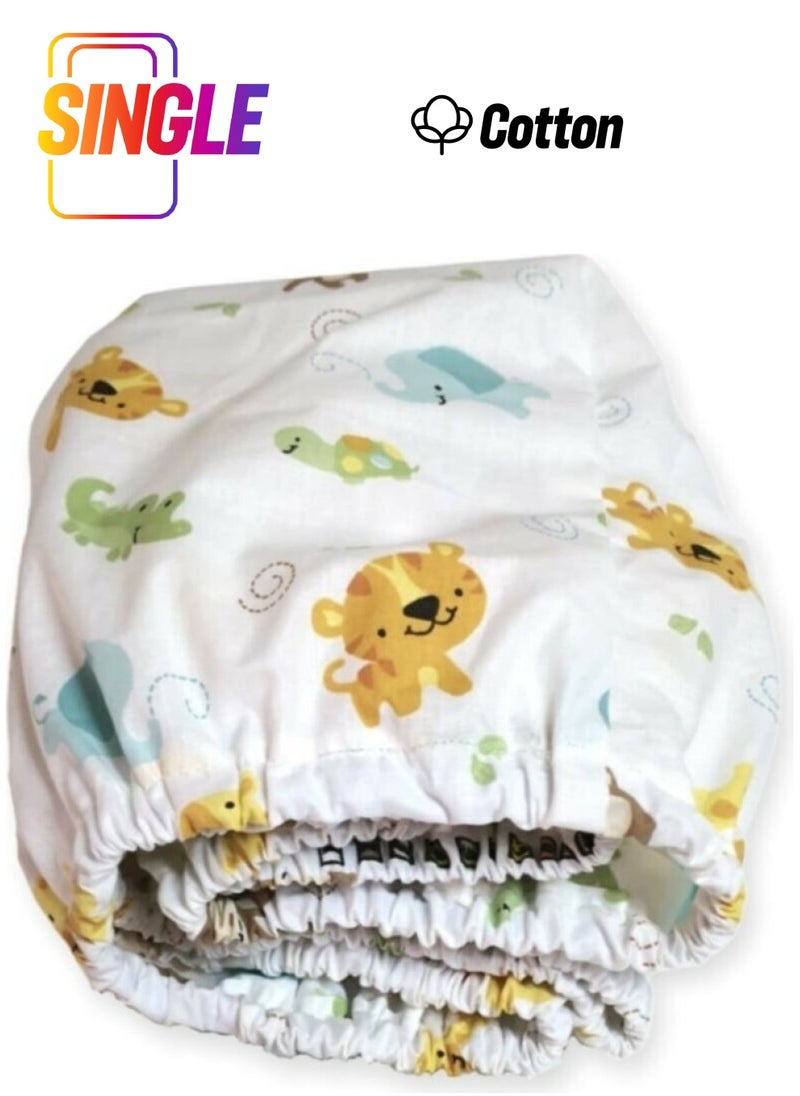 Bebek Özel - Baby Special 100% Cotton Baby and Kids Elastic Sheet Safari Pattern 40 x 80 cm - Image 1
