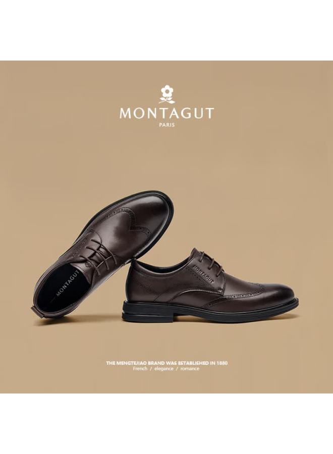 Montagut Men's Shoes, Spring High-end Business Formal Leather Shoes, Versatile Work And Party Shoes, British Style Soft-soled Durable Footwear For Me - Image 3