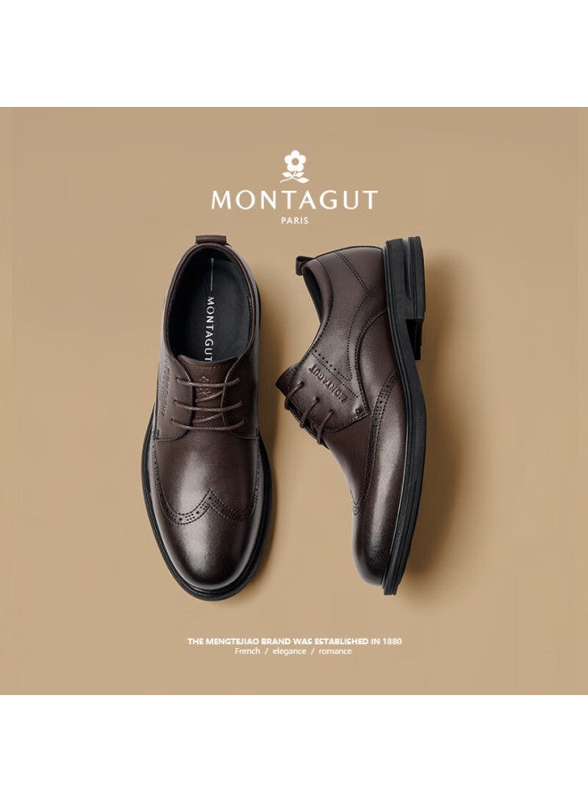 Montagut Men's Shoes, Spring High-end Business Formal Leather Shoes, Versatile Work And Party Shoes, British Style Soft-soled Durable Footwear For Me - Image 5