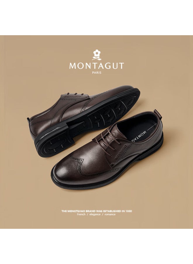 Montagut Men's Shoes, Spring High-end Business Formal Leather Shoes, Versatile Work And Party Shoes, British Style Soft-soled Durable Footwear For Me - Image 4