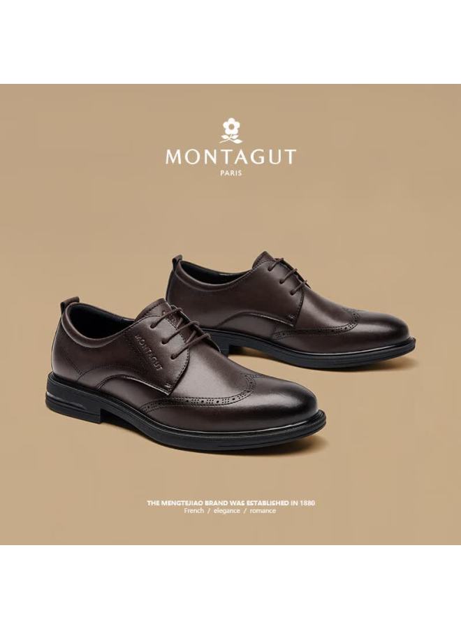 Montagut Men's Shoes, Spring High-end Business Formal Leather Shoes, Versatile Work And Party Shoes, British Style Soft-soled Durable Footwear For Me - Image 2