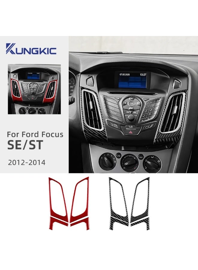 KUNGKIC Real Soft Carbon Fiber Car Central Control Air Outlet Frame Sticker For Ford Focus 3 MK3 2012 2013 2014 SE/ST LHD Accessories - Image 2