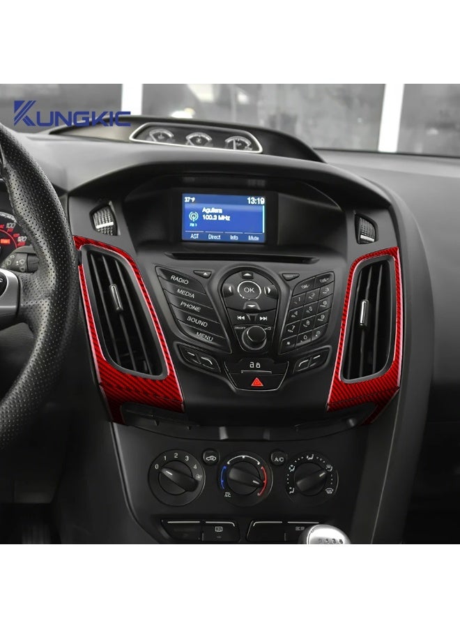 KUNGKIC Real Soft Carbon Fiber Car Central Control Air Outlet Frame Sticker For Ford Focus 3 MK3 2012 2013 2014 SE/ST LHD Accessories - Image 5
