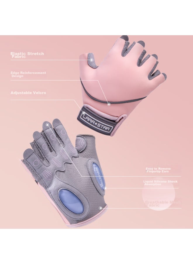 LAURASTAR Laura Star Fitness Gloves, Sports Cycling Fingerless Gloves, Training Pull-up Bar, Weightlifting Equipment, Exercise, Non-slip, For Women - Image 5