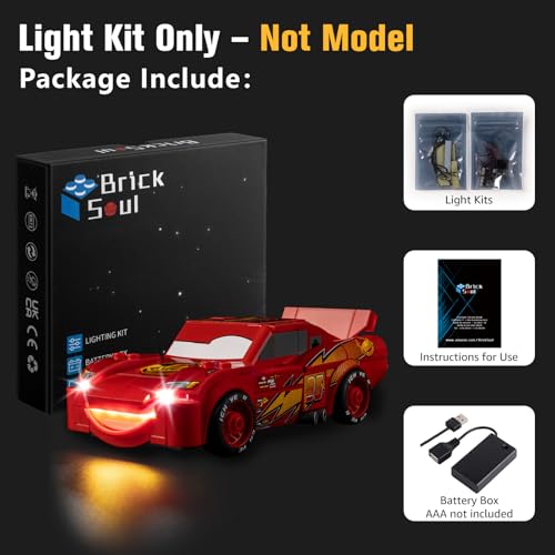 BrickSoul Light Up Kit Compatible with Lego Speed Champions Lightning McQueen 77255 Building Set Upgrade Design Lighting Accessories CableHiding Tech for Display 77255 Set NOT Included - Image 5